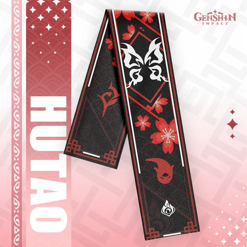 Anime Genshin Impact  Scarf Soft Warm Zhongli Raiden Shogun Shawl Wrap Cartoon Genshin Hutao Thick Muffler Winter Neck Scarf 4