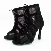 Customized Logo Team Order Black Red Dance Booties Latin Booties Salsa Ballroom Women Dance Shoes 33-44 size 6cm to 10cm Heels 2
