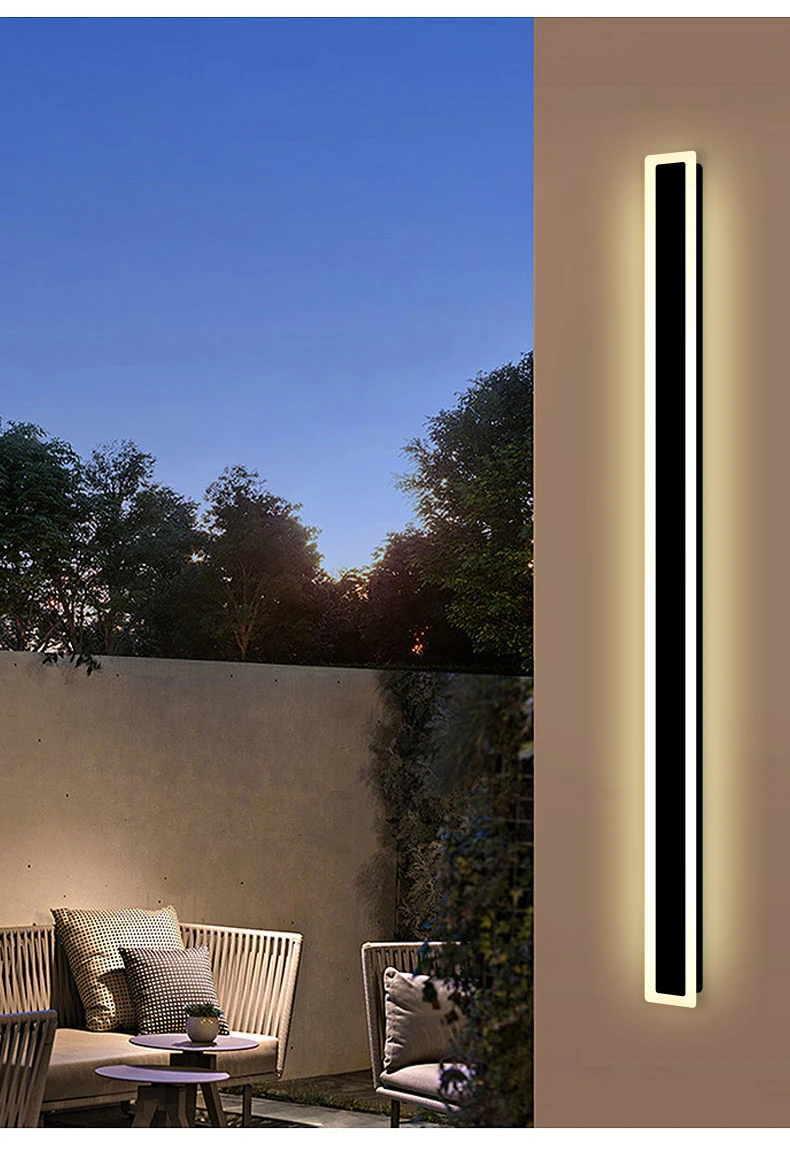 Description Picture 4 of itemOutdoor wall lamp waterproof modern simple villa courtyard wall lamp outdoor balcony night view decorative strip courtyard lamp