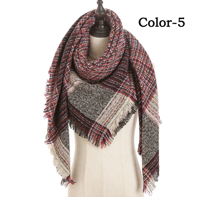 2021 new Cashmere Scarf For Women Plaid Knitted Triangle Pashmina Winter Warm Shawl Wraps Bufanda Female Soft Neck Echarpe UE-5