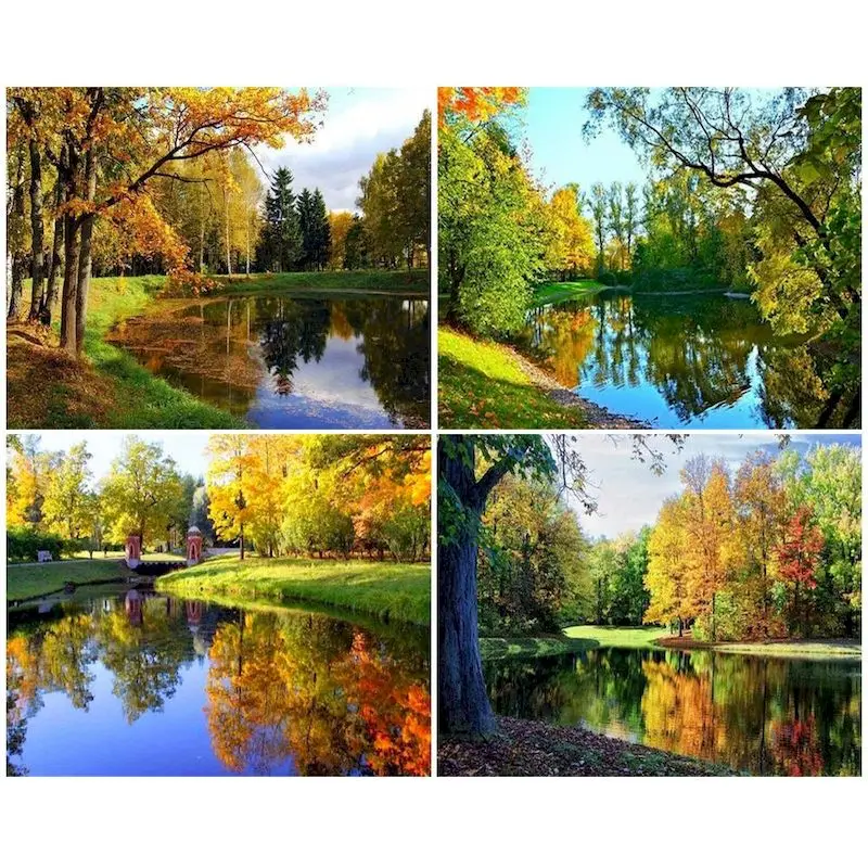 

GATYZTORY акриловая живопись по номерам осенний пейзаж Рисование по номерам на холсте картина по номерам домашний декор