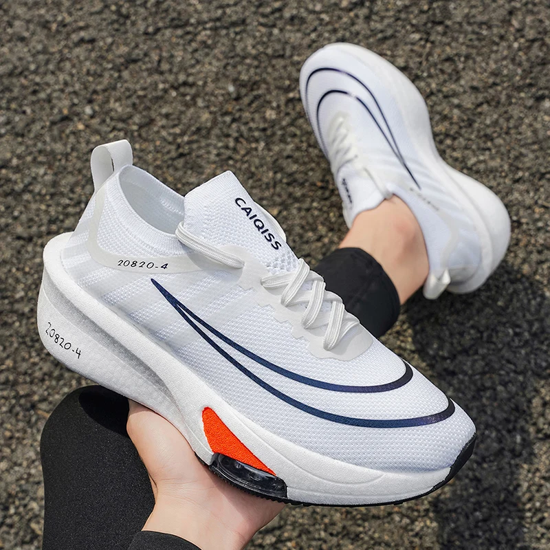 Men's Lightweight Running Shoes - Breathable Low-Top Sneakers with Cushioned Soles, Arch Support, and Anti-Slip Texture - Knit Fabric and Mesh Design, Suitable for Marathon, Gym, Jogging, and Gymnastics - Gradient Color - Sneakers for All-Season Training and Casual Wear