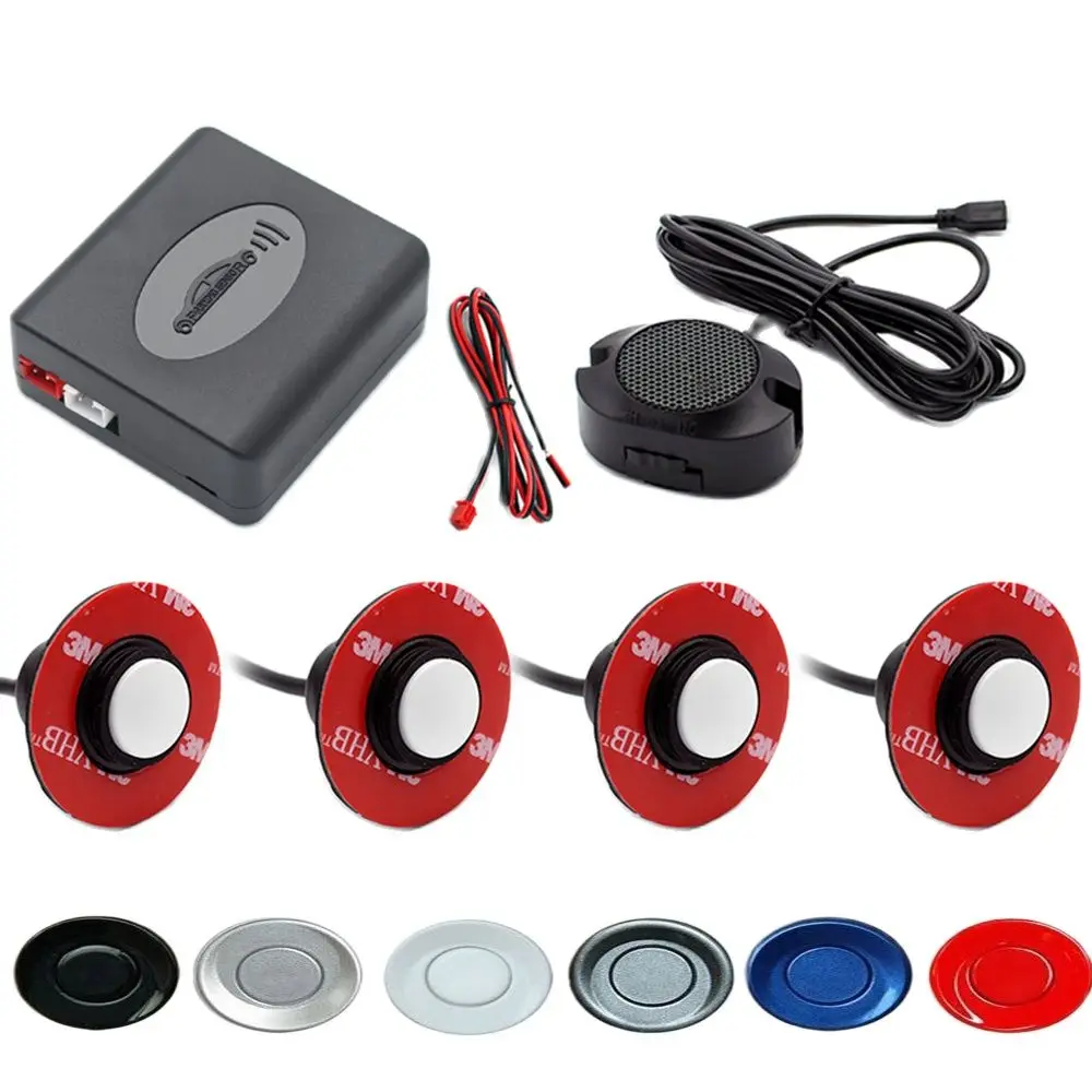 4 sensors Car Parking Sensor Kit Reverse Backup Radar Sound Alarm Indicator Probe System Alarm Safety Adjustable Speaker Buzzer