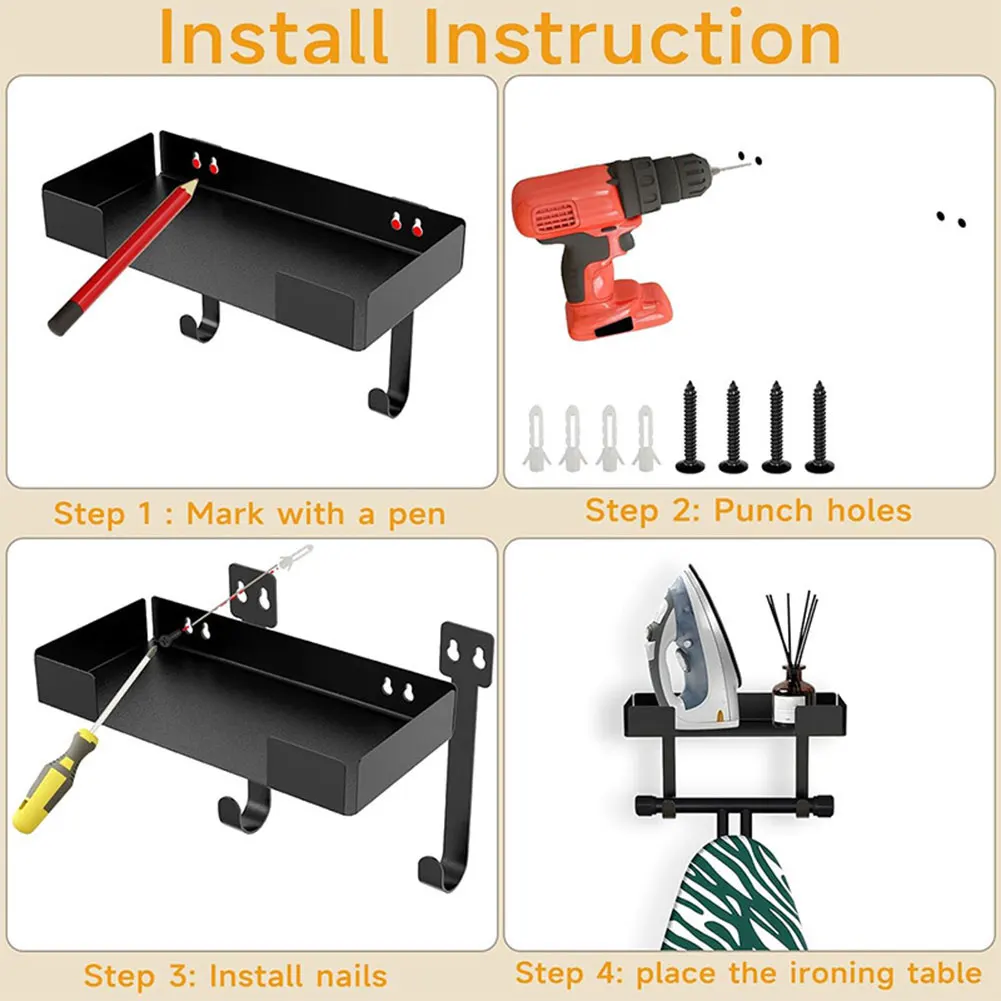 Description Picture 6 of itemMultifunctional Storage Hanger For Iron Board Laundry Room Ironing Boards Storage Rack Suitable For T/Y-shaped Leg Boards