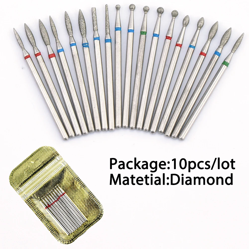 10pcs Diamond Milling Cutter Nail Drill Bits Set For Manicure Accessory Pedicure Eletric Machine Nail Bit Brush Burr Tools 6