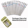 10pcs Diamond Milling Cutter Nail Drill Bits Set For Manicure Accessory Pedicure Eletric Machine Nail Bit Brush Burr Tools 6