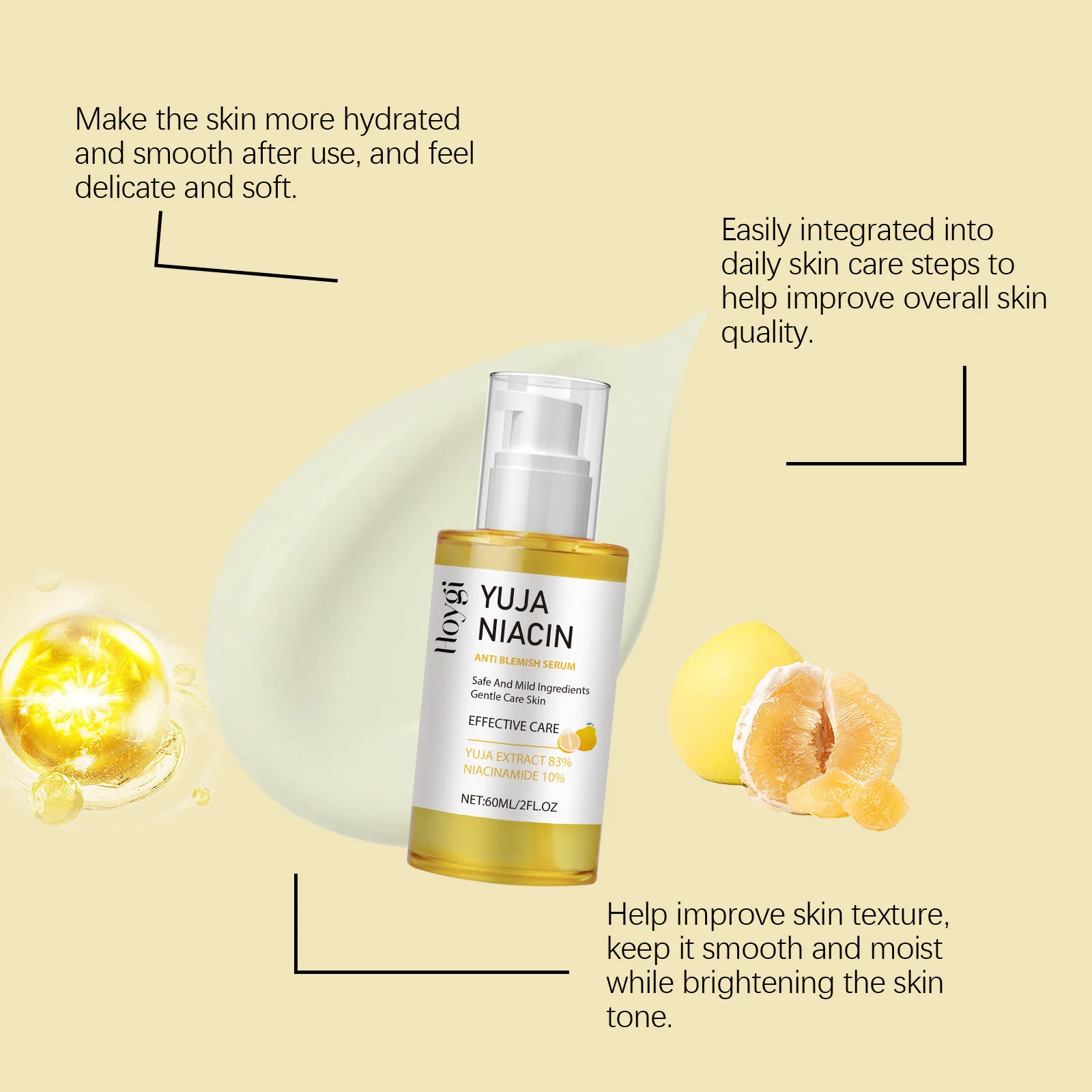 HOYGI Niacinamide Facial Serum Hydrating and Moisturizing Facial Skin Care Serum Shrinking Pores Maintaining Skin Elasticity 3
