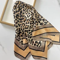 1pcs 70cm Leopard Print Silk Scarf for Women Imitation Silk Light Luxury Versatile Headwear Bag Decoration Clothing Square Scarf 1
