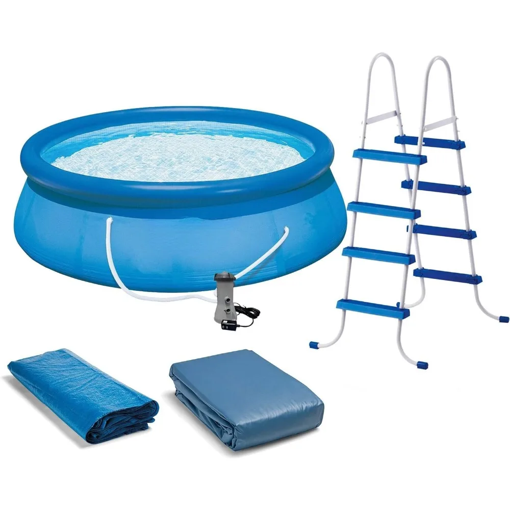 

Inflatable Pool, Ladder and Pump, Durable Thickened 180"L X 180"W X 48"H , Outdoor Pool