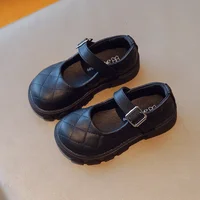 Girls Princess Leather Shoes Solid Color Kids Mary Jane Shoes Fashion School Thick Bottom Children Causal Shoes Black Versatile 1