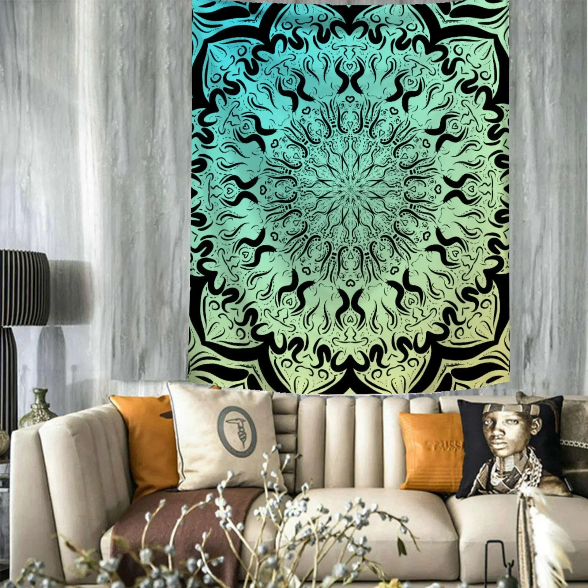 Mandala Indiana Hippie Arazzi Appeso A Parete Arazzo Indiano Unico Hippy Mandala Bellissimo Copriletto Fatto A Mano Decorazioni Da Parete Queen Tapestry (Orange Tie&Dye Trident, 86" X 94 - Foto 5