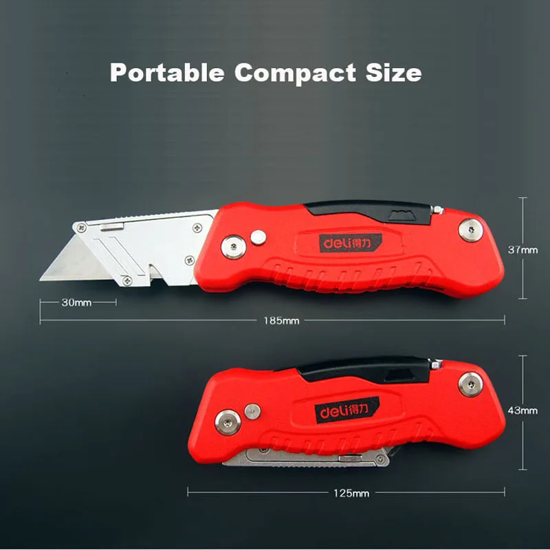 Folding Pocket Knife Heavy Duty Red Box Cutter Drywall Carpe