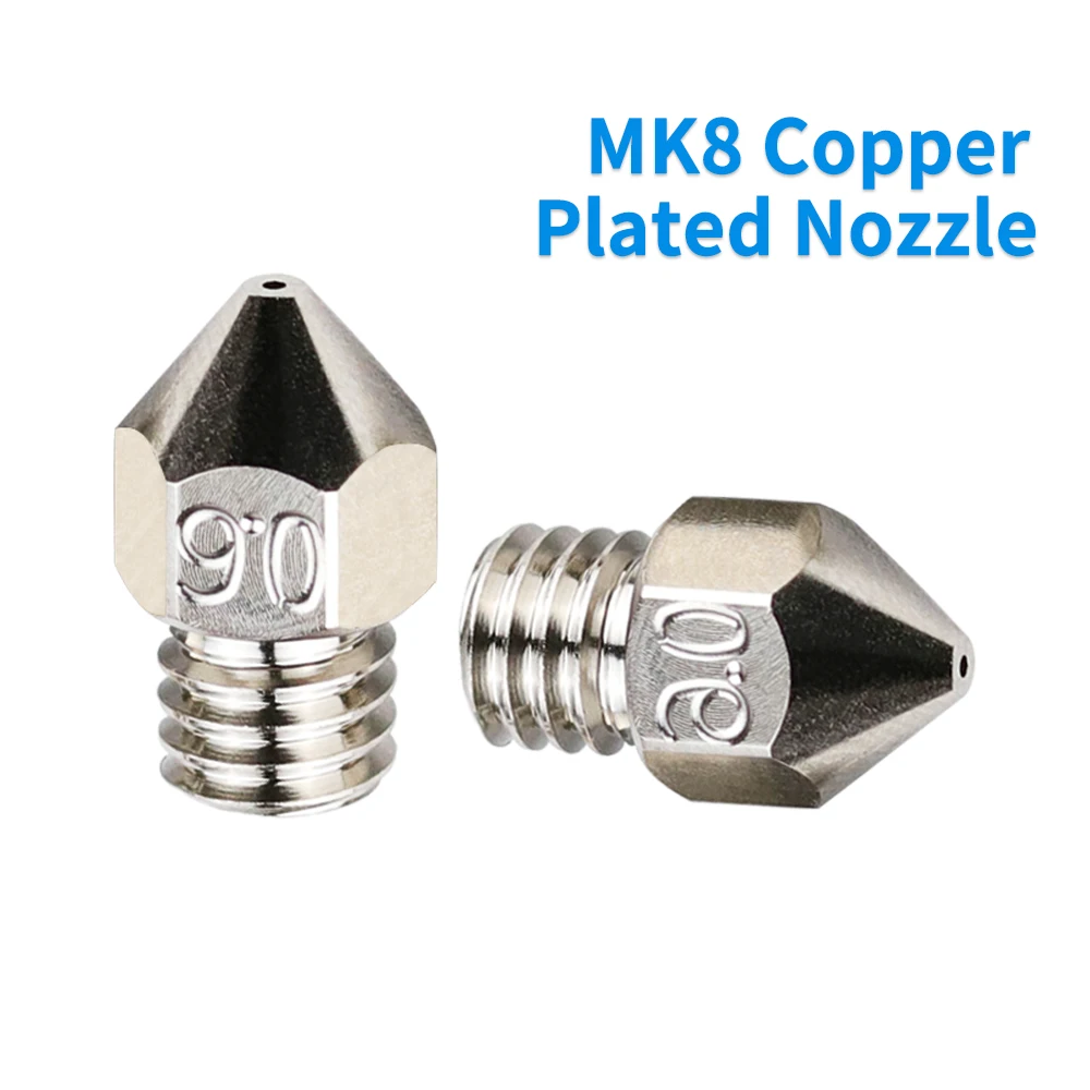 Swiss MK8 Plated Copper Nozzle 500C High Temperature Printing M6 Thread 0.4,0.6,0.8mm Nozzles For CR10 Ender 3 Ender 5 Hotend