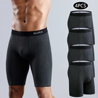 4 pièces boxeurs longs pour hommes sous-vêtements grande taille culottes pour hommes sexy longues jambes caleçons coton hommes boxer shorts mode mâle tronc 1