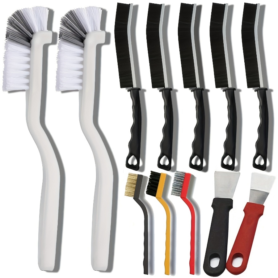 12 Pieces of Hard Bristle Cleaning Tools for Tight Spaces - Perfect for Kitchen and Bathroom Cleanups