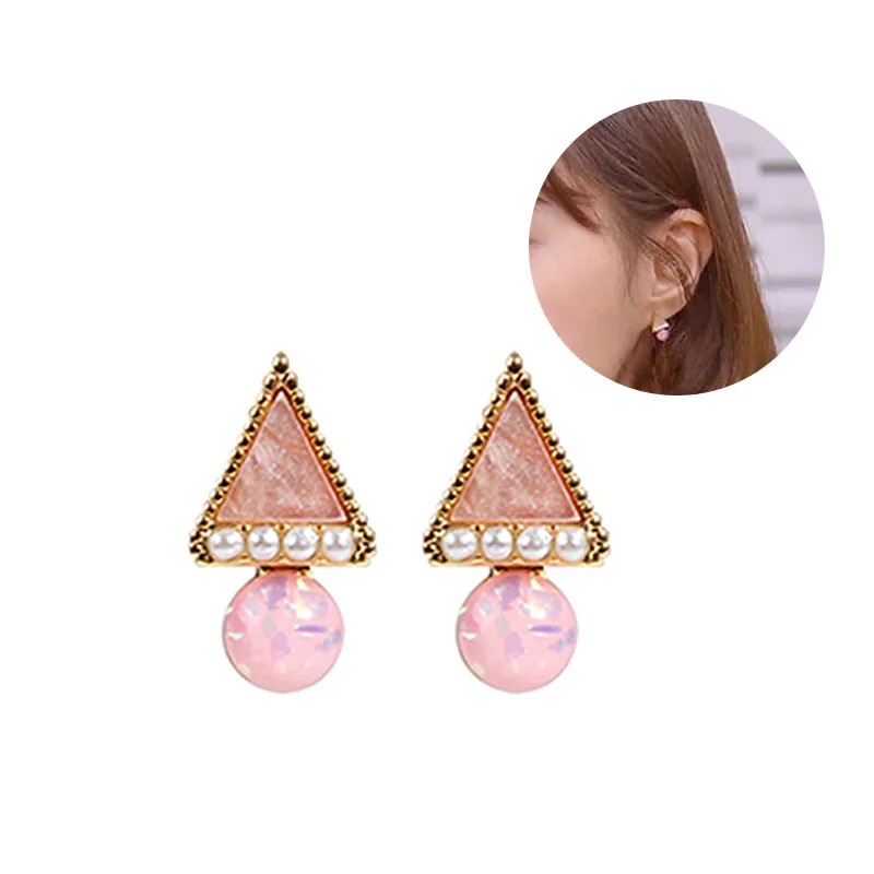 

Pink Triangle Earrings LGBT Sweet Pearl Rosa Winkel Earrings men and women cross dresser gay 1 pair