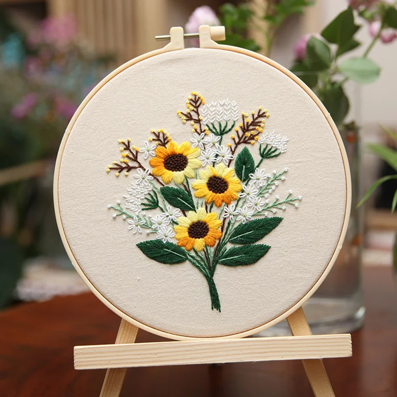 DIY Flower Embroidery Kit for Beginner Cross Stitch DIY Starter Kit Ribbon  Painting Pattern Printed Home Decor Dropshipping - AliExpress