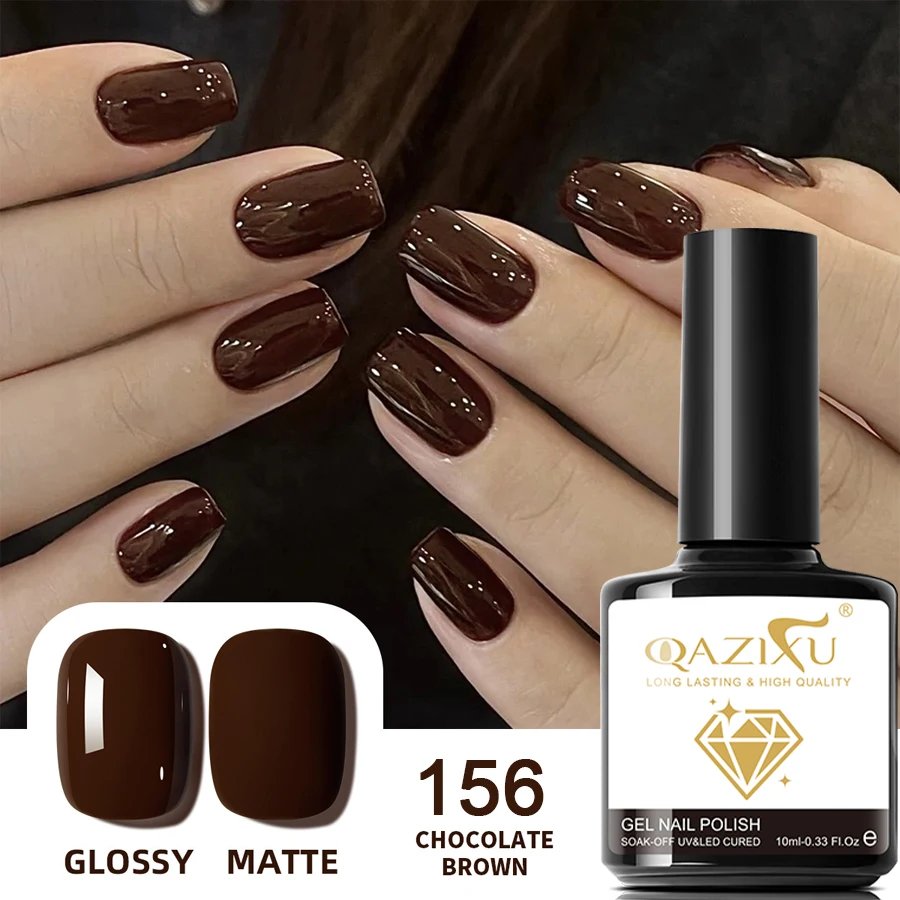 Red Brown Nail Gel Set - Long-Lasting Manicure Kit with Soak-Off UV LED Gel Polish