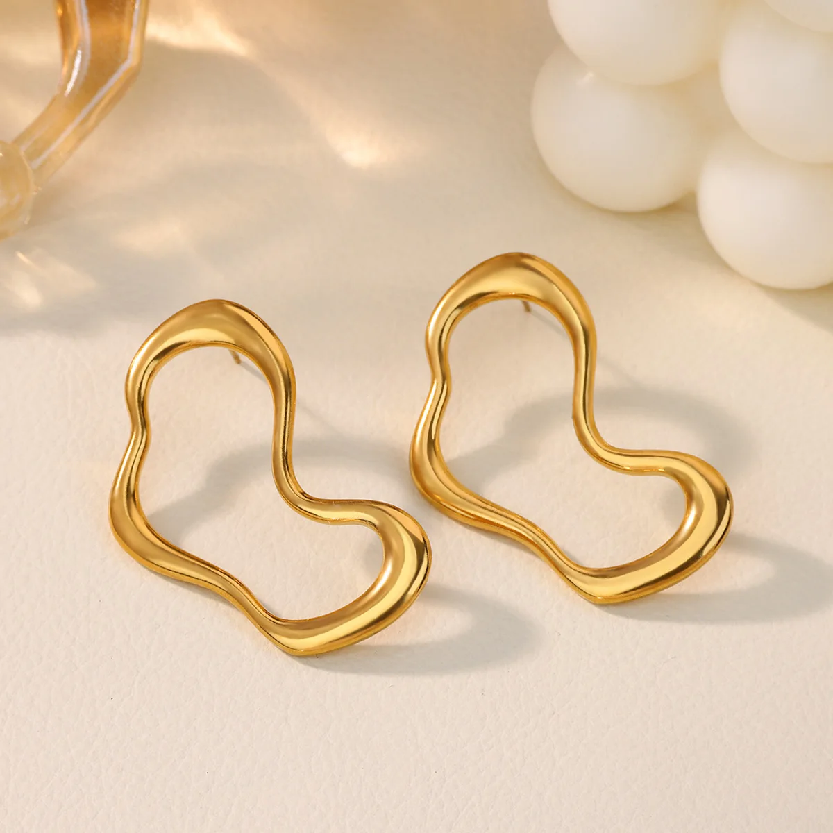 Stainless Steel Hollow Irregular Earrings For Women