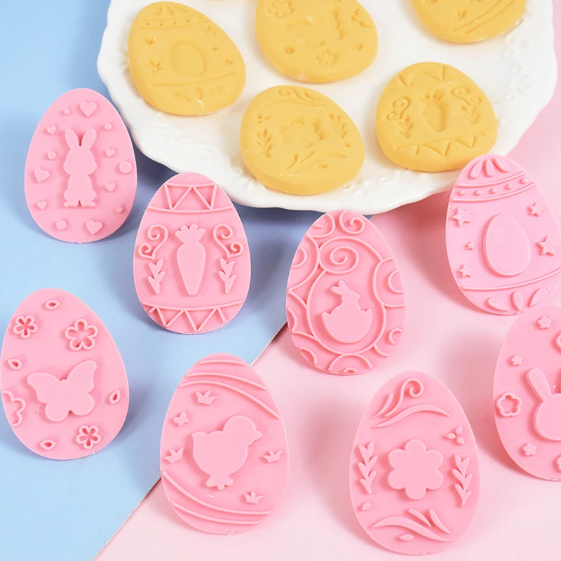 Cookie Cutter Baking Mold Cookie Mould Baking Decorating Tools Pastry Cutter 9Pcs/set Easter Cookie Cutter Mold Rabbit Egg Jam Biscuit Embossers Stamp Mould For Easter Party Cake Decoration DIY Baking Tool
