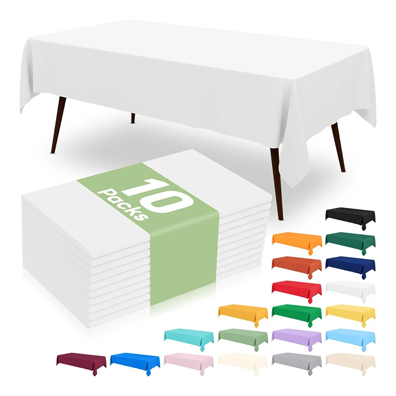 Homaxy New Disposable Waterproof Table Cloths Decorative Plastic Rectangle Tablecloths for Parties Leakproof Sturdy Table Covers 1