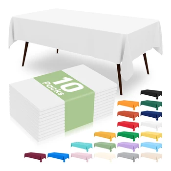 Homaxy New Disposable Waterproof Table Cloths Decorative Plastic Rectangle Tablecloths for Parties Leakproof Sturdy Table Covers 1