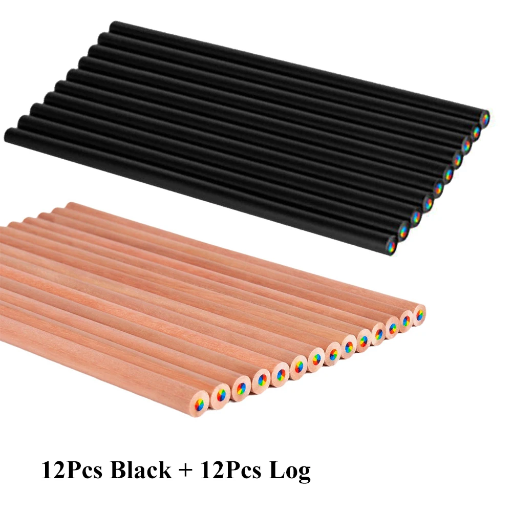Vibrant Rainbow Colored Wooden Drawing Pencils
