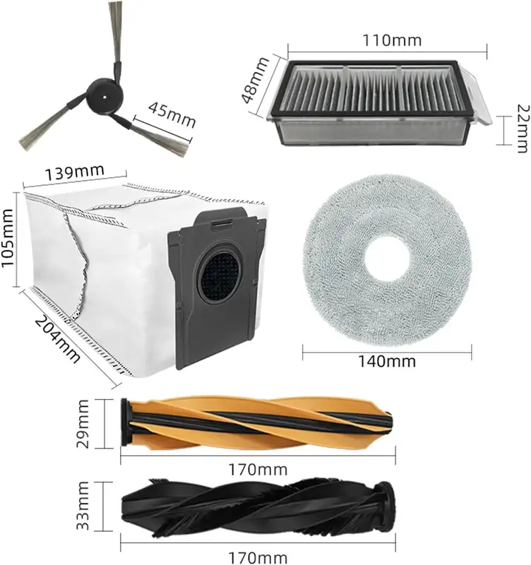 For Dreame L40s Ultra / L40s Pro Ultra Vacuum Cleaner Replacement Accessories Main Side Brush HEPA Filter Mop Cloths Dust Bag - Image 2