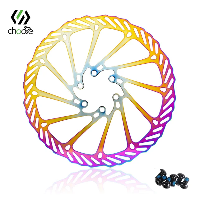 CHOOEE Bicycle Brake Rotors,Steel 160mm/180mm/203mm MTB Road Bike Disc Brake Rotor,For SHIMANO SRAM Centerline 180mm Rainbow