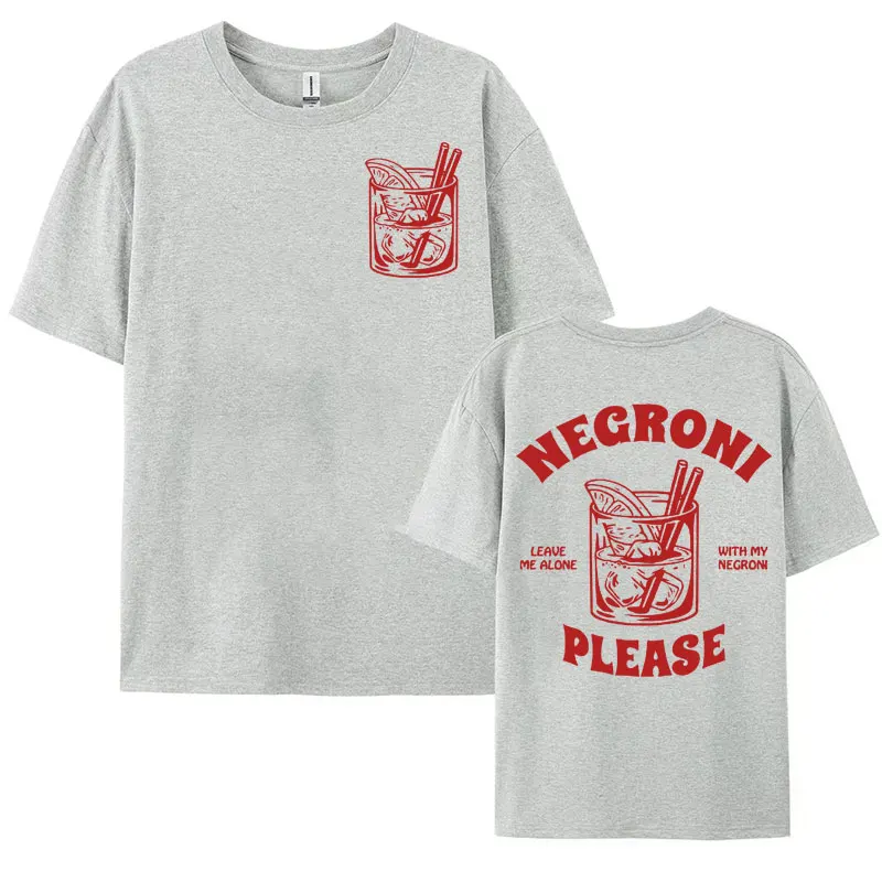 Negroni 빈티지 스트리트웨어 티셔츠, 재미있는 칵테일 음료, 귀여운 그래픽 상의, 유니섹스 패션, 캐주얼 티셔츠, 오버사이즈