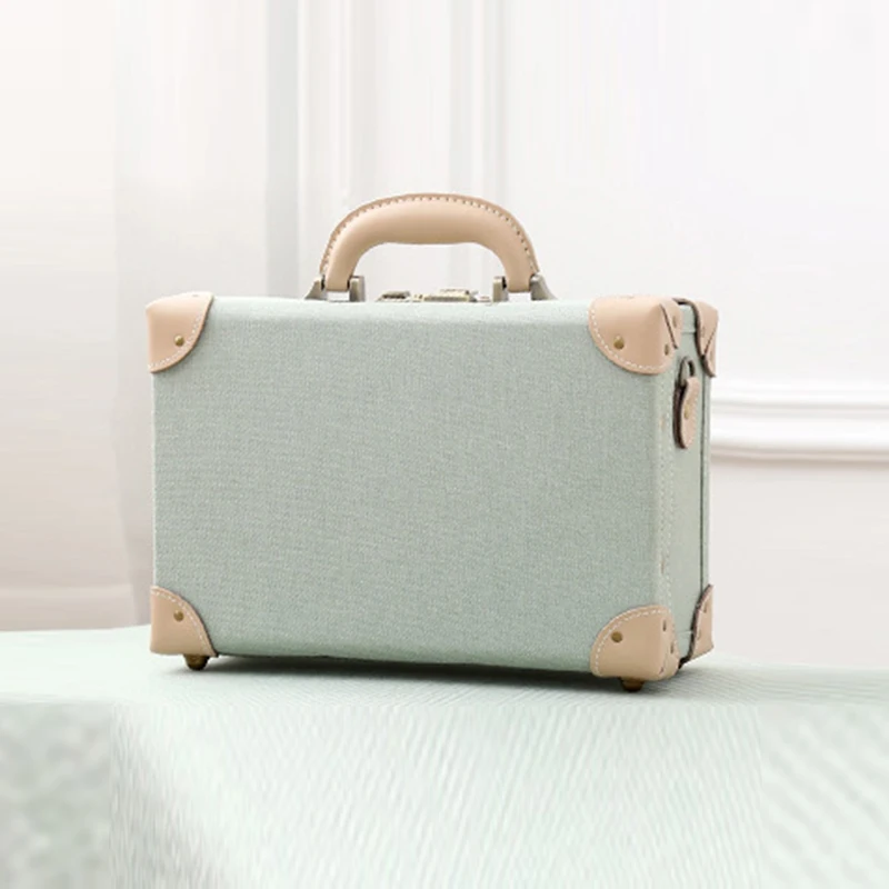 

2023 GraspDream Vintage Floral PU Travel Bag Luggage sets,13 inch Women Retro Trolley Suitcase Bag On Universal Whe