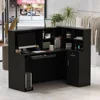 LShaped Reception Desk Counter Table with Lockable Drawers&Storage Shelves,Private Workstation for Salon Reception Room Checkout 1