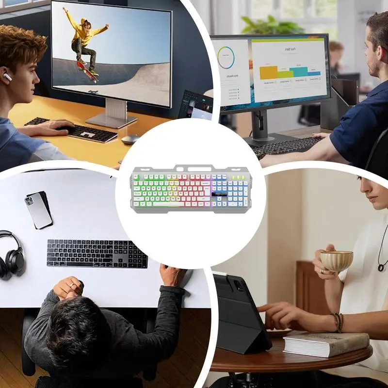Mechanical Keyboard Light Up RGB Mechanical Keyboard Aesthetic Game Keyboard Compact Game Keyboard Ergonomic Offices Keyboard