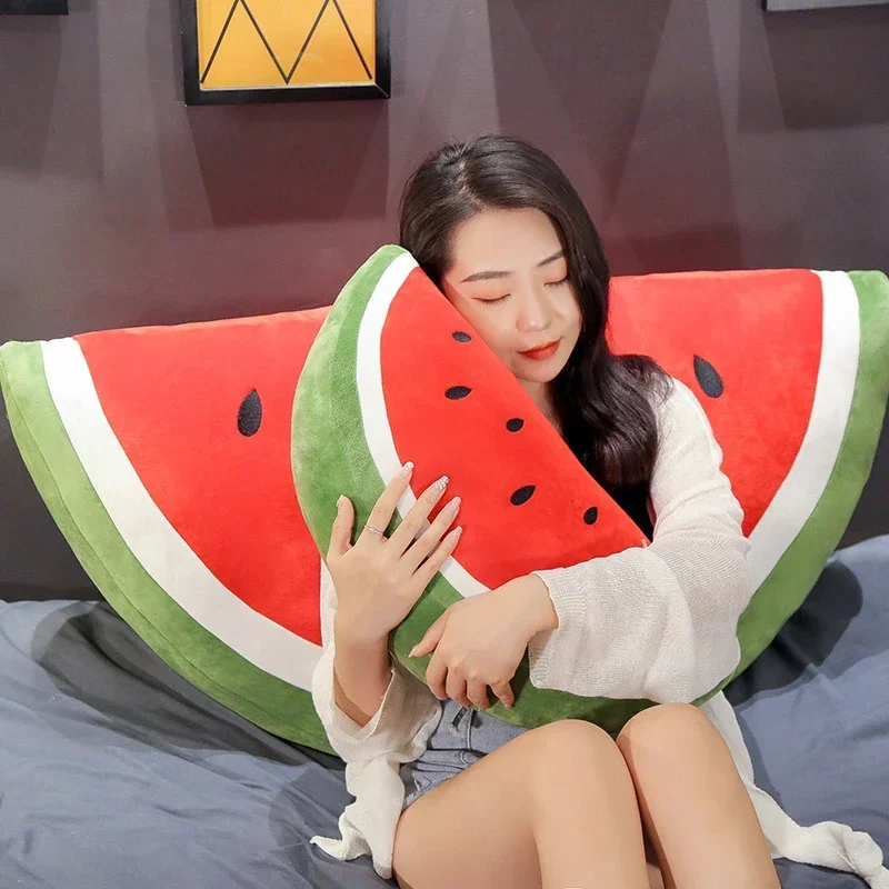 시뮬레이션 수박 채워진 과일 베개 봉제 장난감, 가정 소파 침대, 자동차 장식, 부드러운 쿠션, 어린이 선물, 빅 사이즈 100cm, 3 가지 스타일