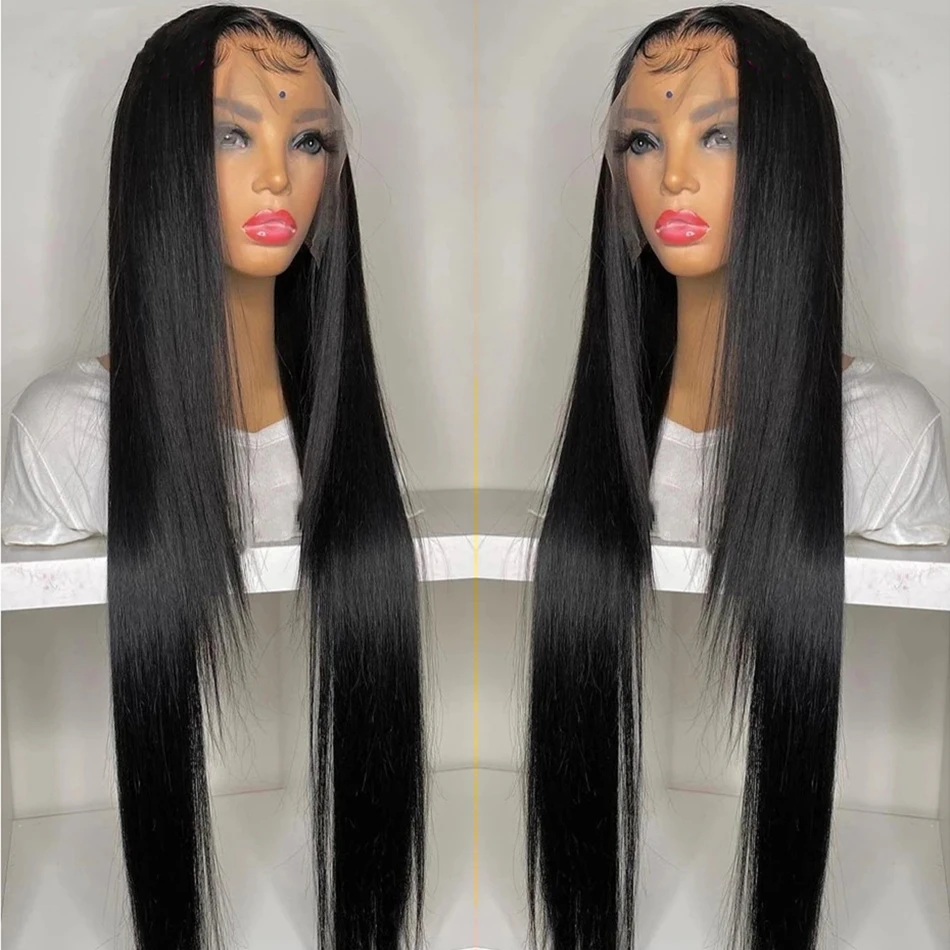 30 40 Inches Bone Straight HD Lace Front Human Hair Wigs For Women Pre Plucked 13x6 Lace Frontal Wigs 360 Brazilian Closure