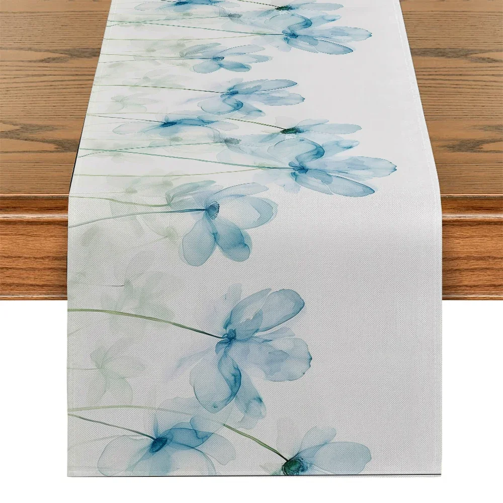 

Watercolor Tablecloth Spring Floral Table Runner Kitchen Table Decoration for Indoor Outdoor Home Party Decoration