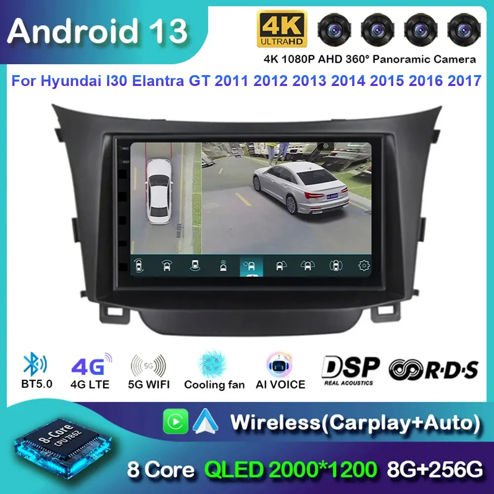 

Android 13 Carplay Car Radio For Hyundai I30 Elantra GT 2011 - 2017 Navigation Multimedia GPS Player Stereo WiFi+4G video BT DSP