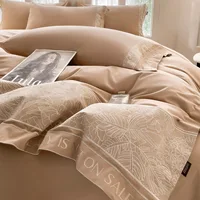 Ensemble de lit quatre pièces en coton poncé, housse de couette légère de luxe, drap de lit en coton épais, sens avancé d'été, automne et hiver 6