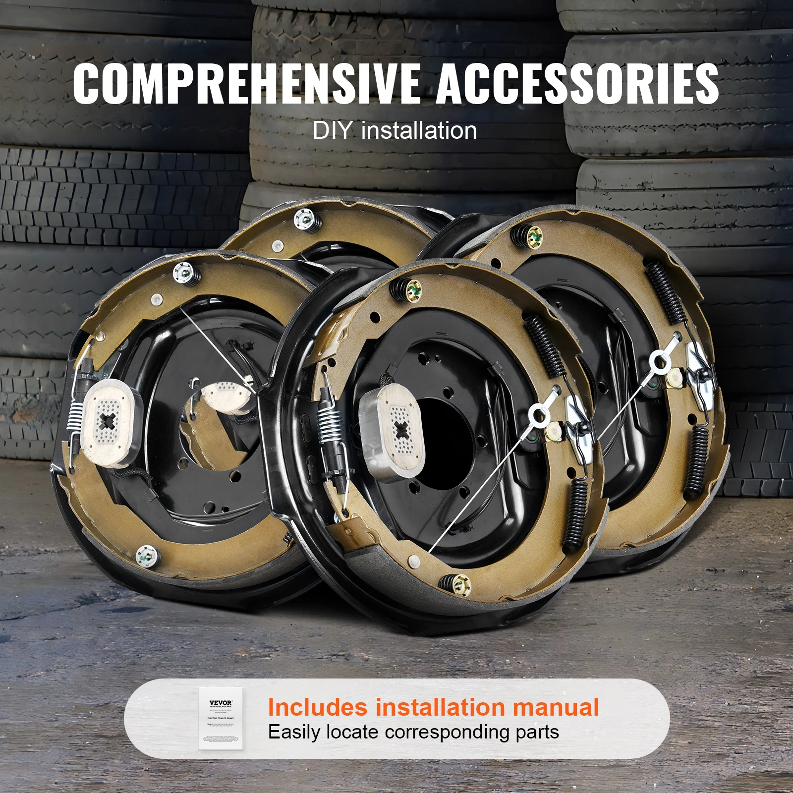 SucceBuy Electric Trailer Brake Assembly 12"x2" 2 Pairs Self-Adjusting Electric Brakes Kit for 7000 pounds Axle 5-Hole Mounting