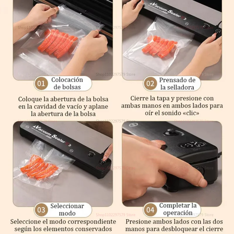 Automatic Small Food Vacuum Sealer Machine for Fresh Cooked Food Plastic Packaging Compact Sealers Food Preservation 2