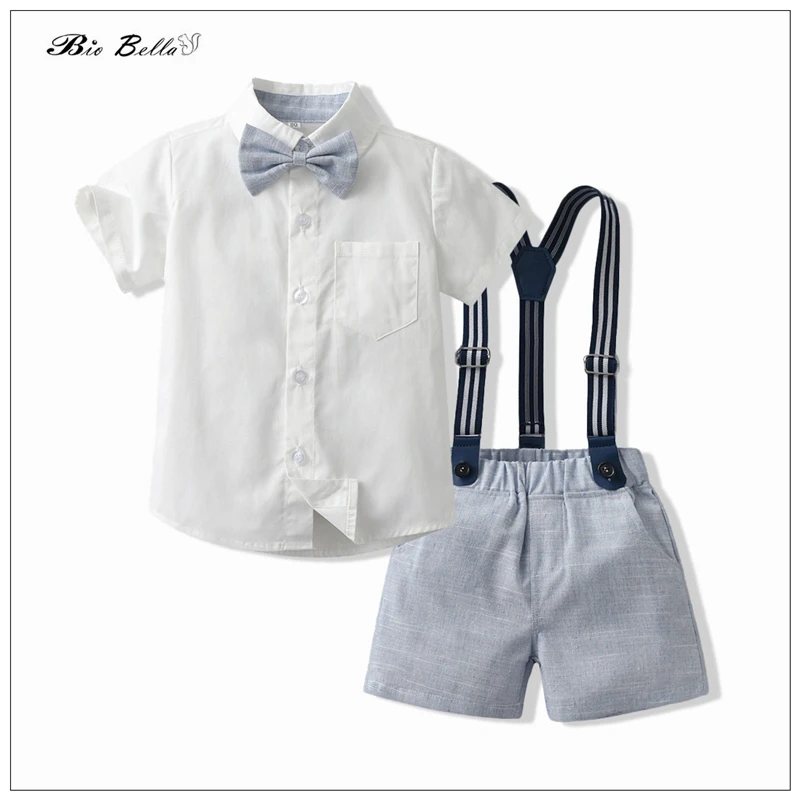 

Summer Baby Boy Clothing Suit 2023 Fashion Soild Formal Gentleman Wholesale Supender Infant Kids Christmas Birthday Outfit Sets