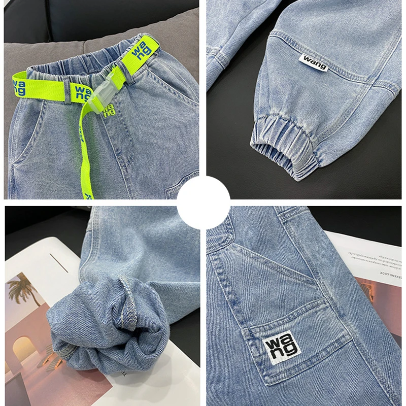 Boys Pants Kids Pants Cotton Jeans Harem Trousers Elastic Waist 4 8 12Y