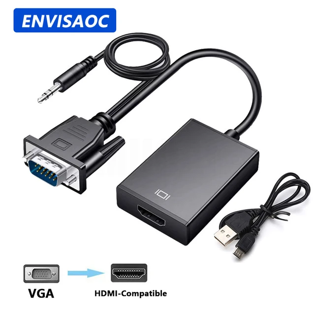 Câble adaptateur convertisseur compatible VGA vers HDMI Full HD