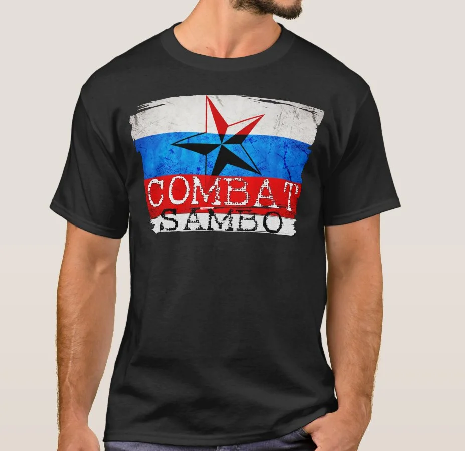 

Fashion Russian Flag Sambo Red Star Symbol Russia Sambo Combat T-Shirt. Summer Cotton Short Sleeve O-Neck Mens T Shirt New S-3XL