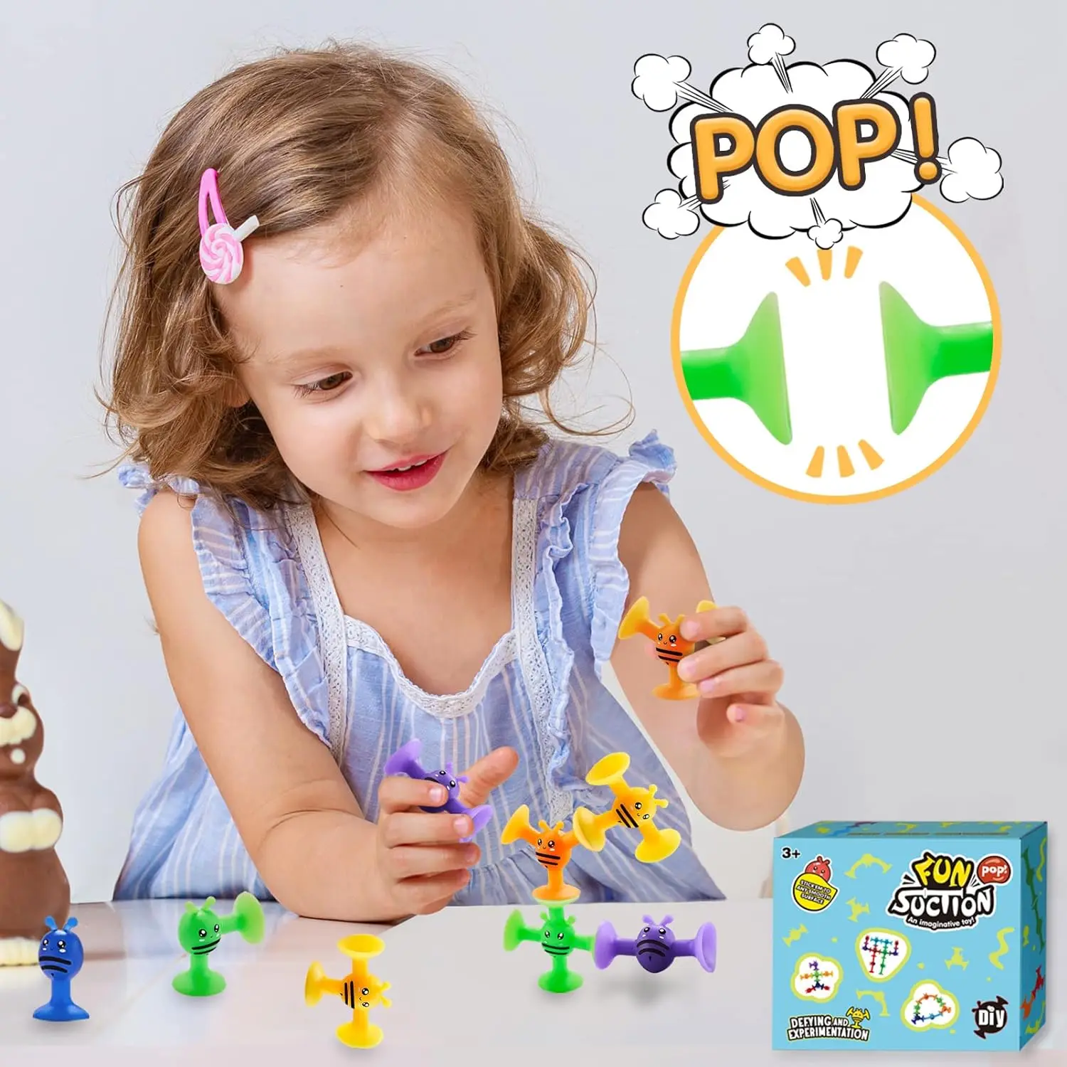 Small Bees Suction Cup Toys Set,Soft Building Blocks Pop Sucker,Parent-child Interactive Game, Window Bath Toys 2