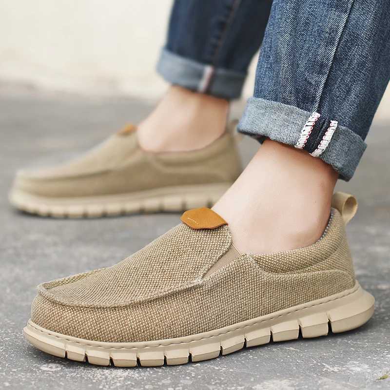 Sneakers Men's Shoes Casual Canvas Loafers Solid Color Slip On Flats Classic Comfortable Large Size Soft Breathable Male Shoes 3