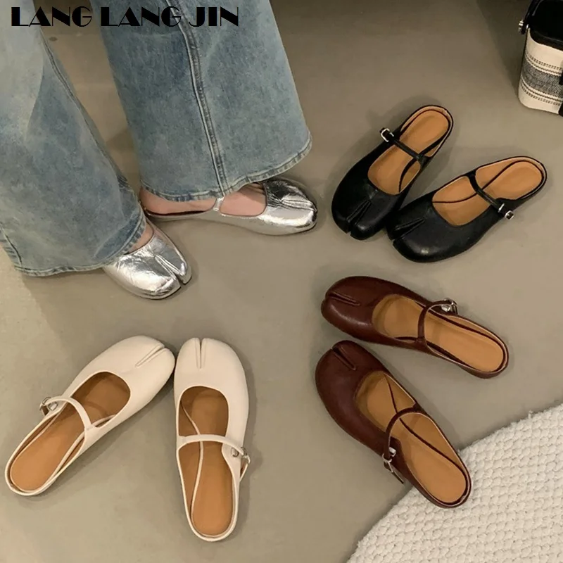 Women Tabi Ninja Slippers Brand Mules Soft Microfiber Comfy Flats Fashion Split Toe Slides Casual Loafer Shallow Ballerina Mujer