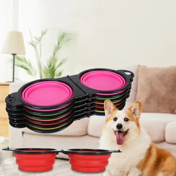 Double Portable Folding Pet Bowl 1