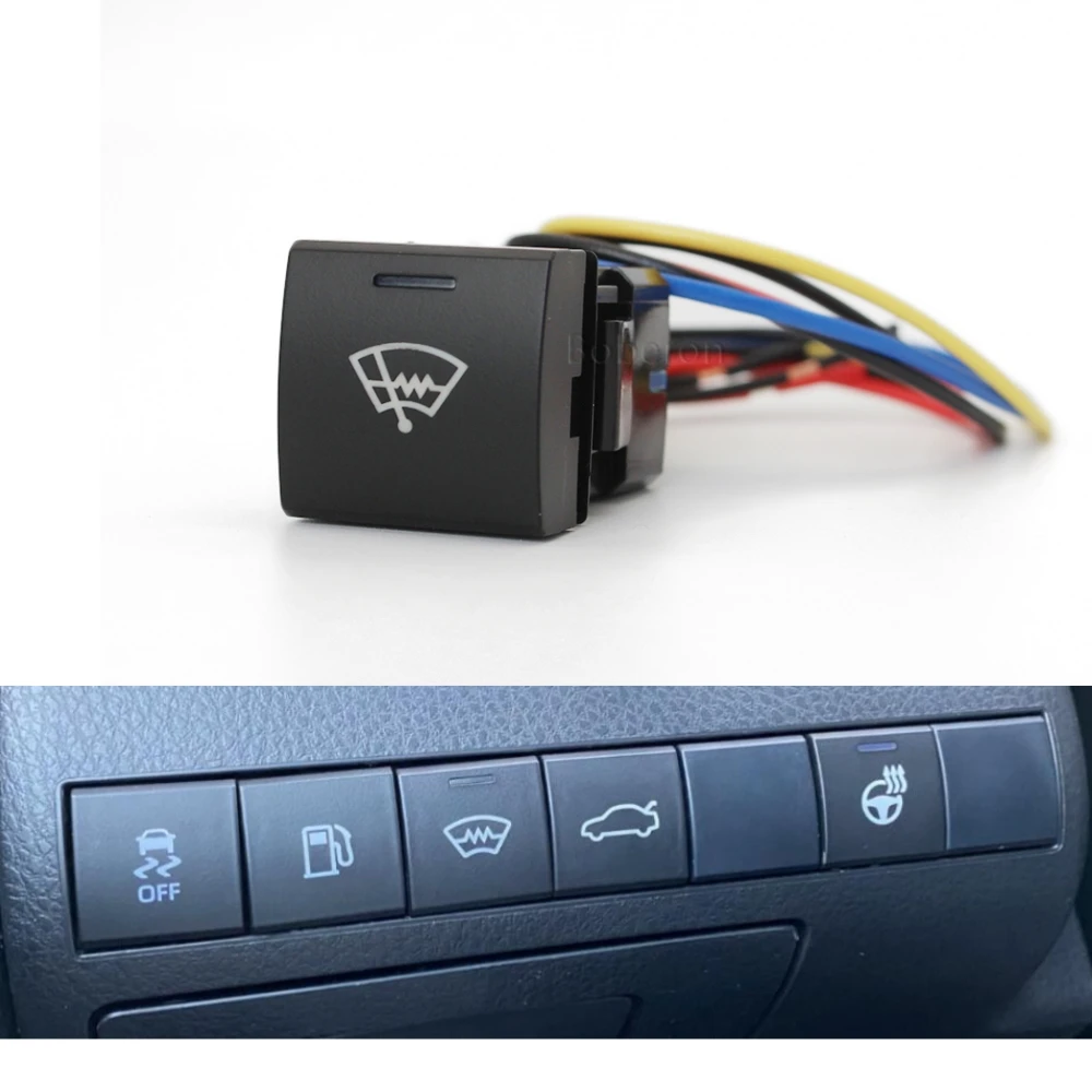 Car Front Windshield Heating Push Button Heated Switch with Wire For