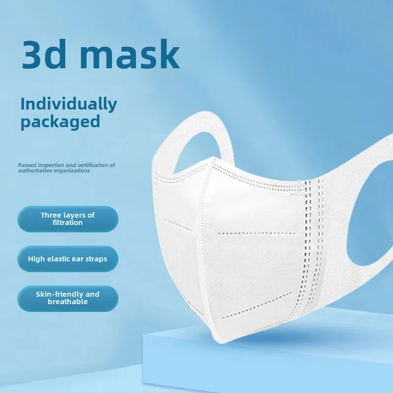 3D Elastic Wide Ear Strap Disposable Face Mask Independent Packaging High Aesthetic Value Adult Sun Protection Face Mask Wholesa